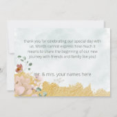 Carte De Remerciements Mariage floral en or trempé (Dos)
