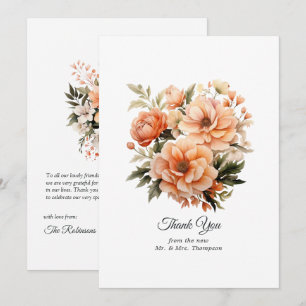 Carte De Remerciements Mariage Floral Fuzz pêche