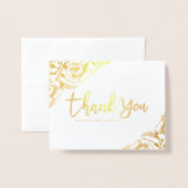 Carte de remerciements Mariage Floral Gold Foil (Devant avec enveloppe)