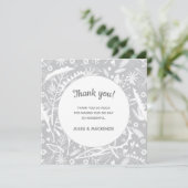Carte De Remerciements Mariage floral gris moderne (Debout devant)