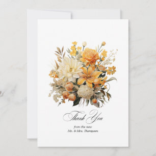 Carte De Remerciements Mariage floral jaune, orange et ivoire