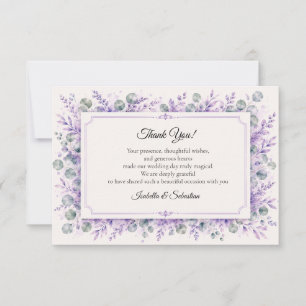 Carte De Remerciements Mariage Floral Lavande Éthéré