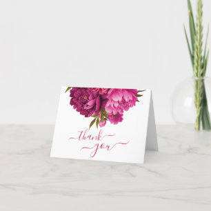 Carte De Remerciements Mariage floral Magenta Peony