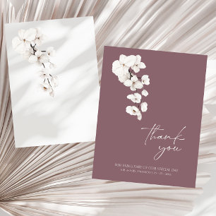 Carte De Remerciements Mariage Floral Moderne Orchidée Blanche Violette