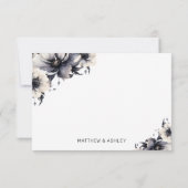 Carte De Remerciements Mariage floral noir blanc noir (Dos)