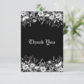 Carte De Remerciements Mariage floral noir et blanc (Debout devant)