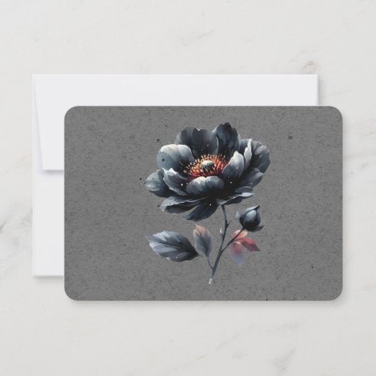 Carte De Remerciements Mariage floral noir gothique (Dos)