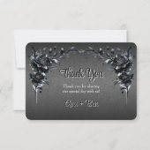 Carte De Remerciements Mariage floral noir gothique (Devant)