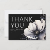 Carte De Remerciements Mariage Floral noir moderne (Devant)