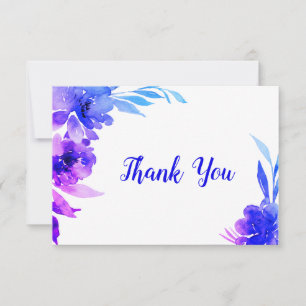 Carte De Remerciements Mariage Floral Ombre bleu violet