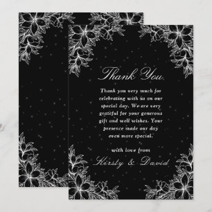 Carte De Remerciements Mariage Floral Orné Blanc