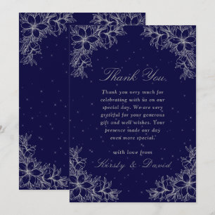 Carte De Remerciements Mariage floral orné d'argent