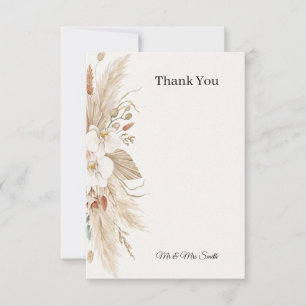 Carte De Remerciements Mariage Floral Pampas Neutre