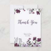 Carte de remerciements Mariage floral pourpre (Devant)