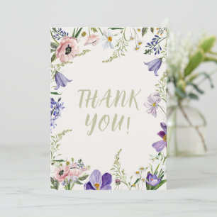 Carte De Remerciements Mariage floral pourpre et crème