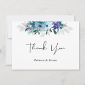 Carte De Remerciements Mariage floral printemps élégant poussiéreux bleu  (Devant)