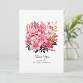 Carte De Remerciements Mariage floral rose et or (Debout devant)