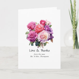 Carte De Remerciements Mariage floral rose et violet