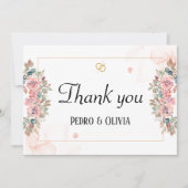 Carte De Remerciements Mariage floral rose moderne (Devant)