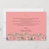 Carte De Remerciements Mariage floral rose moderne (Dos)