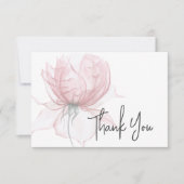 Carte De Remerciements Mariage Floral Rose Moderne Aquarelle (Devant)
