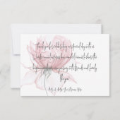 Carte De Remerciements Mariage Floral Rose Moderne Aquarelle (Dos)