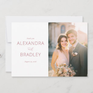 Carte De Remerciements Mariage Floral Rose Romantique