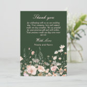 Carte De Remerciements Mariage floral rose rose rose fleur sauvage (Debout devant)