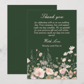 Carte De Remerciements Mariage floral rose rose rose fleur sauvage (Devant / Derrière)
