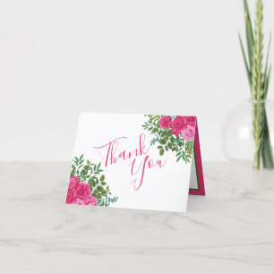 Carte De Remerciements Mariage floral rose vif