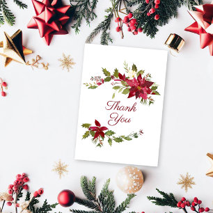 Carte De Remerciements Mariage floral rouge écarlate