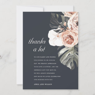 Carte De Remerciements Mariage FLORAL RUST NAVY MONSTERA WATERCOLOR