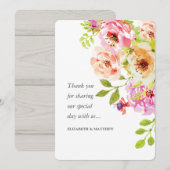 Carte De Remerciements Mariage floral rustique aquarelle (Devant / Derrière)