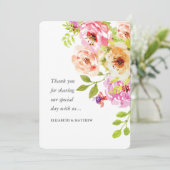 Carte De Remerciements Mariage floral rustique aquarelle (Debout devant)