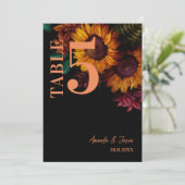 Carte De Remerciements Mariage Floral Rustique Burnt Orange Numéro de tab (Debout devant)