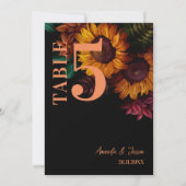 Carte De Remerciements Mariage Floral Rustique Burnt Orange Numéro de tab (Dos)