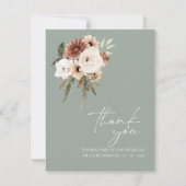 Carte De Remerciements Mariage floral rustique de Pêche verte de Sage (Devant)