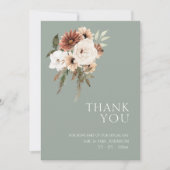 Carte De Remerciements Mariage floral rustique de Pêche verte de Sage (Devant)