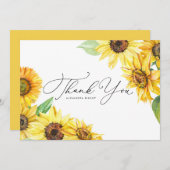 Carte De Remerciements Mariage floral rustique de tournesol (Devant / Derrière)