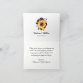 Carte De Remerciements Mariage floral rustique en bois de tournesol (Intérieur)