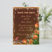 Carte De Remerciements Mariage Floral Rustique En Bois Sombre Enregistrer (Debout devant)