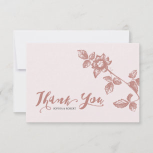Carte De Remerciements Mariage floral rustique rose blanc