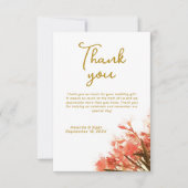 Carte De Remerciements Mariage Floral Script Fleurs d'Oléandre Orange (Devant)