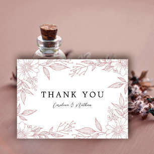 Carte De Remerciements Mariage floral simple et élégant