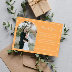 Carte De Remerciements Mariage Floral Simplicité 1 Sorbet Orange
