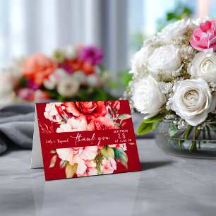 Carte De Remerciements Mariage Floral Terracotta Bourgogne Rosé