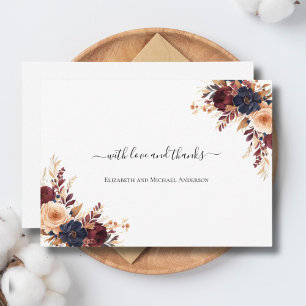 Carte De Remerciements Mariage Floral Terracotta Marine Crème Rouille