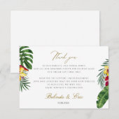 Carte de remerciements Mariage floral tropical (Devant / Derrière)