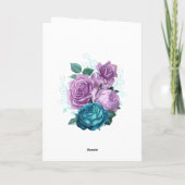 Carte De Remerciements Mariage floral turquoise et lavande (Dos)