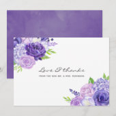 Carte De Remerciements Mariage floral ultra violet (Devant / Derrière)